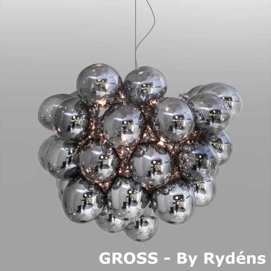 Gross by rydens, takpendel med 24 glaskulor i grå färg (smoked)