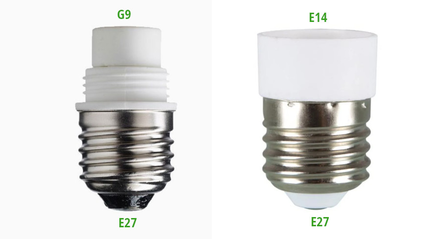 Exempel på lampsockeladapter, E27 till G9, E27 till E14